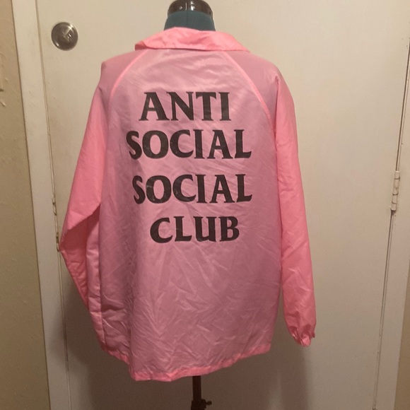 unbranded Jackets & Blazers - Large windbreaker Bright Pink Anti Social Club in black letters back 2 pockets